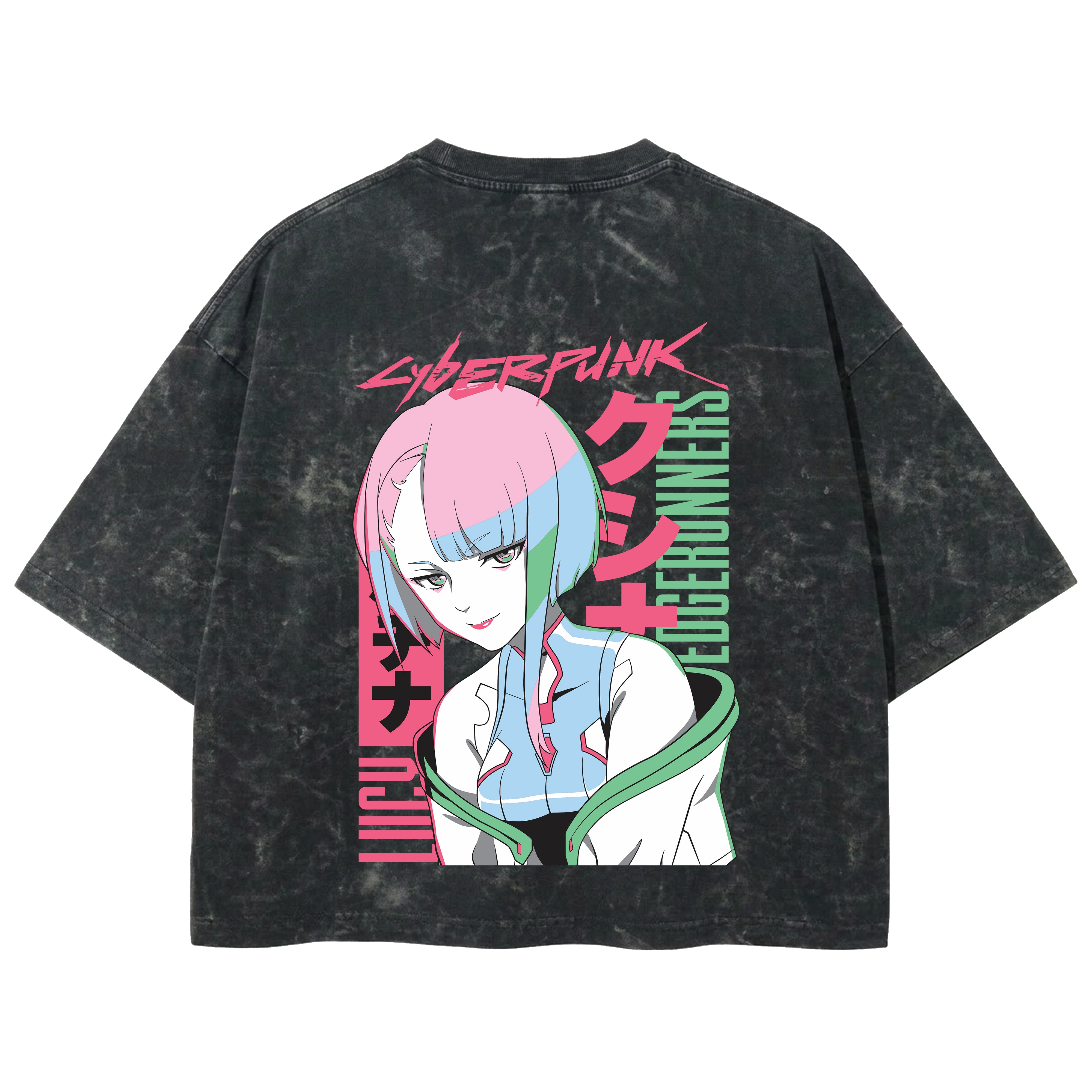 Playera streetwear premium de anime y gaming ExtraLife MX, corte boxy deluxe mineral wash heavyweight en color Acid Wash, moda urbana mexicana de culto.