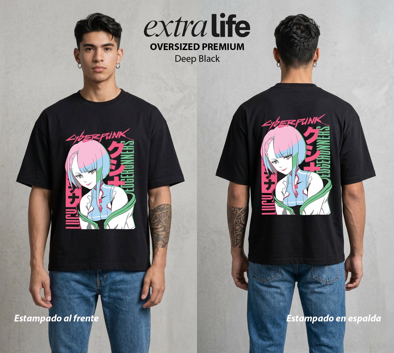 Los Corredores del Filo | La Especialista del Hack #00547 - Playera Oversized Premium | Deep Black - Foto en modelo