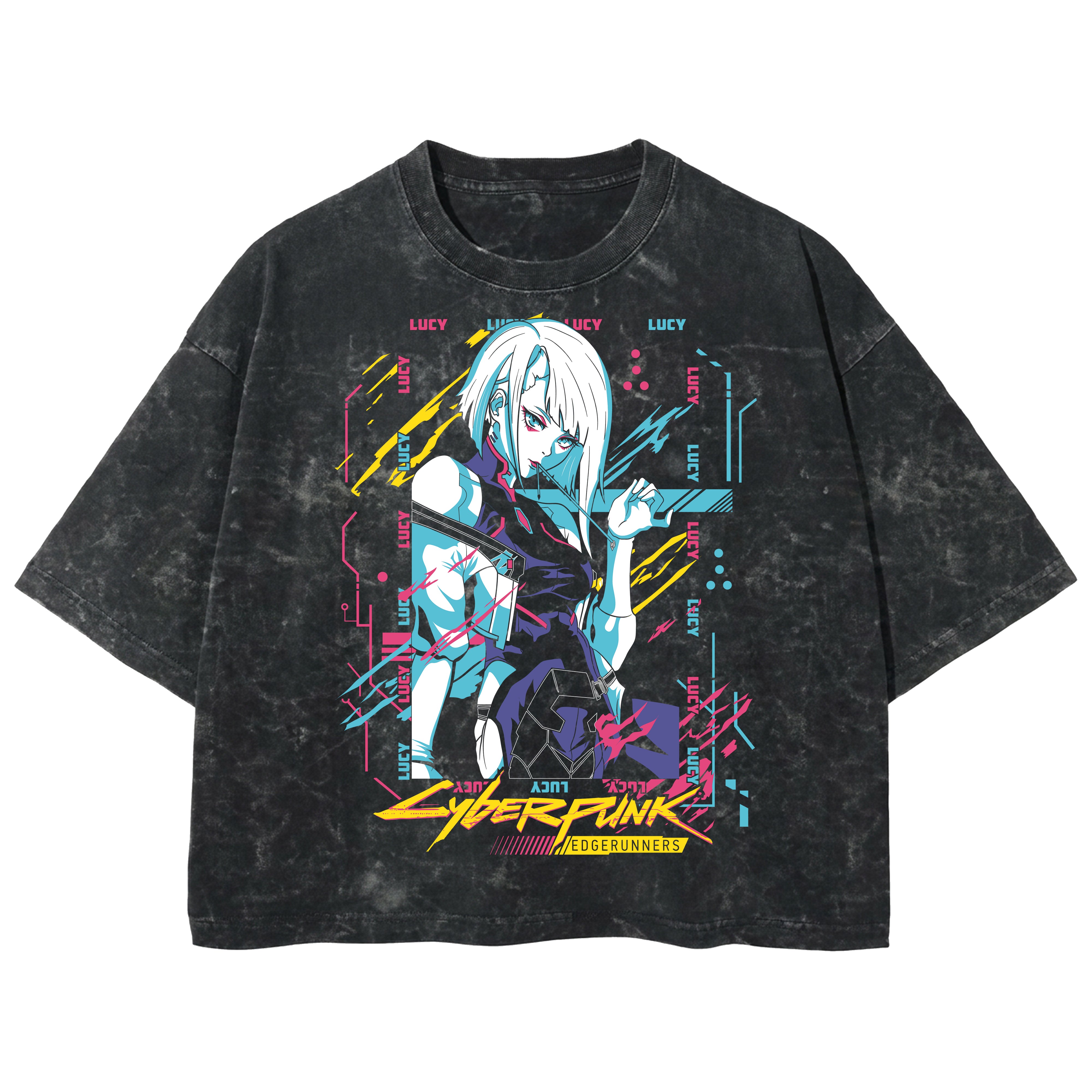 Playera streetwear premium de anime y gaming ExtraLife MX, corte boxy deluxe mineral wash heavyweight en color Acid Wash, moda urbana mexicana de culto.