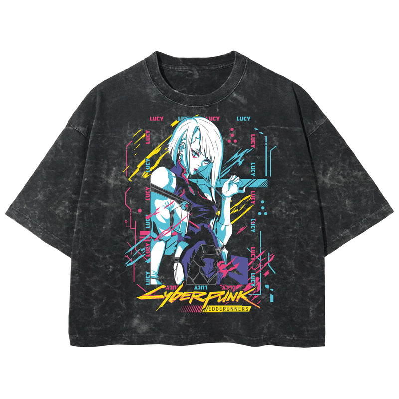 Playera streetwear premium de anime y gaming ExtraLife MX, corte boxy deluxe mineral wash heavyweight en color Acid Wash, moda urbana mexicana de culto.