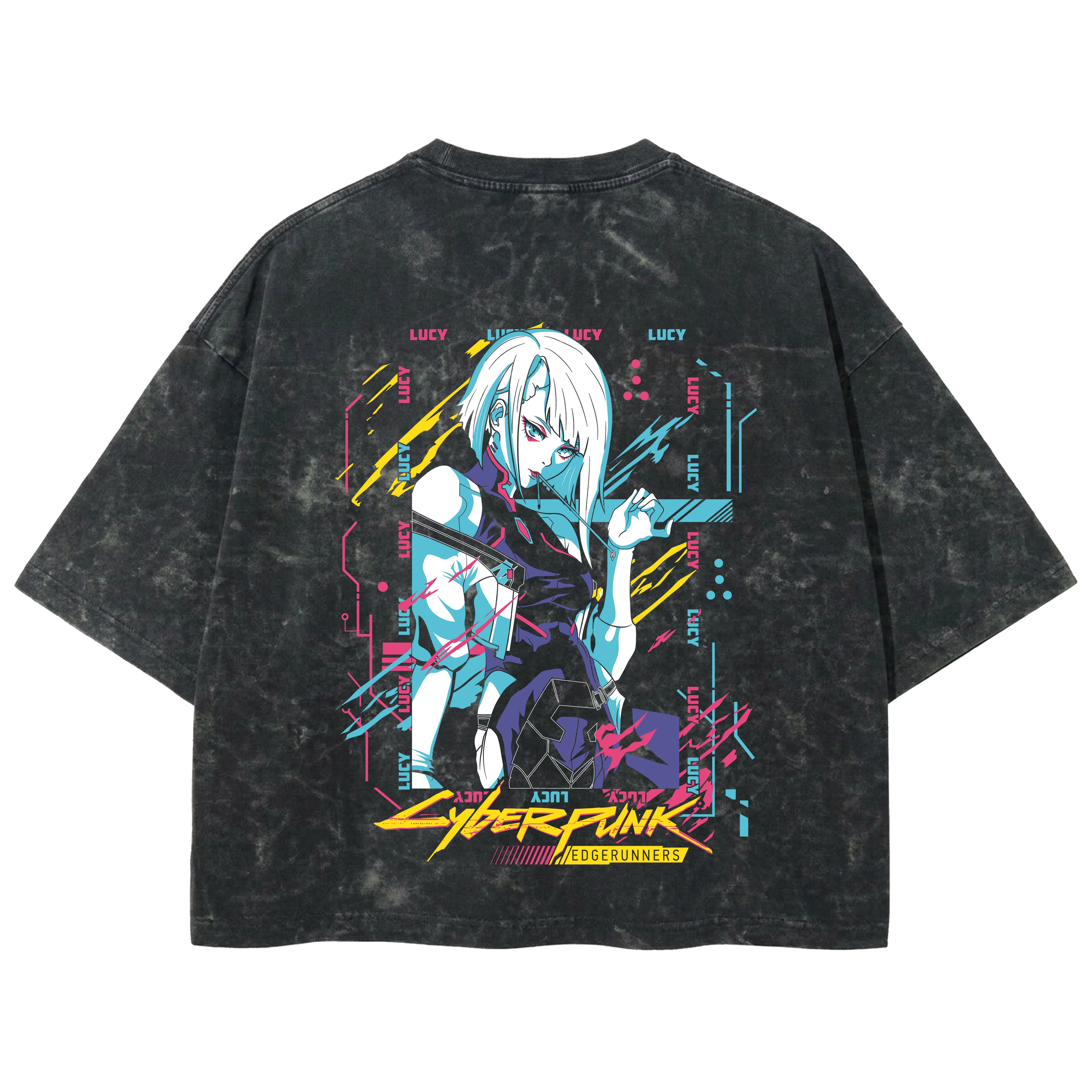 Playera streetwear premium de anime y gaming ExtraLife MX, corte boxy deluxe mineral wash heavyweight en color Acid Wash, moda urbana mexicana de culto.