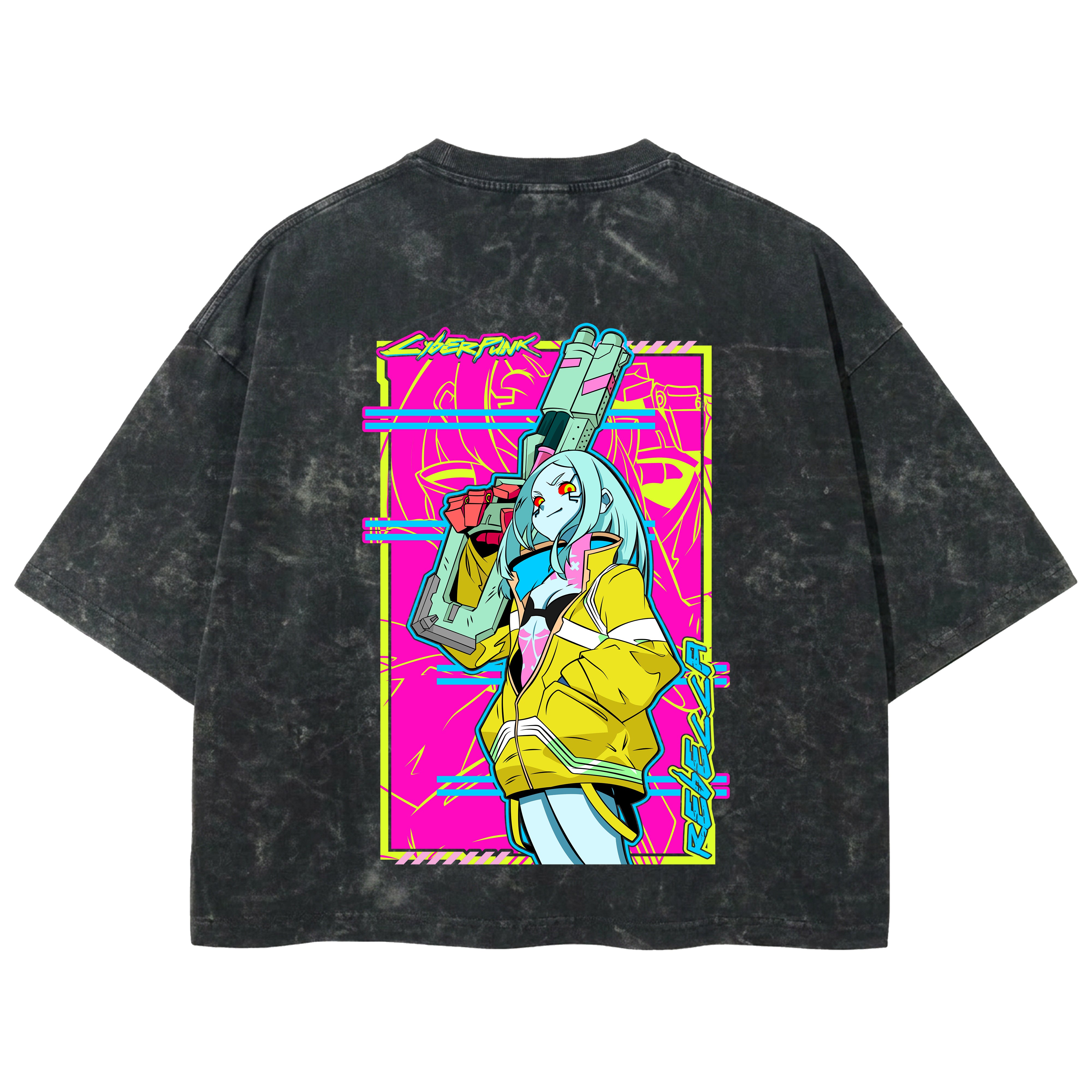 Playera streetwear premium de anime y gaming ExtraLife MX, corte boxy deluxe mineral wash heavyweight en color Acid Wash, moda urbana mexicana de culto.