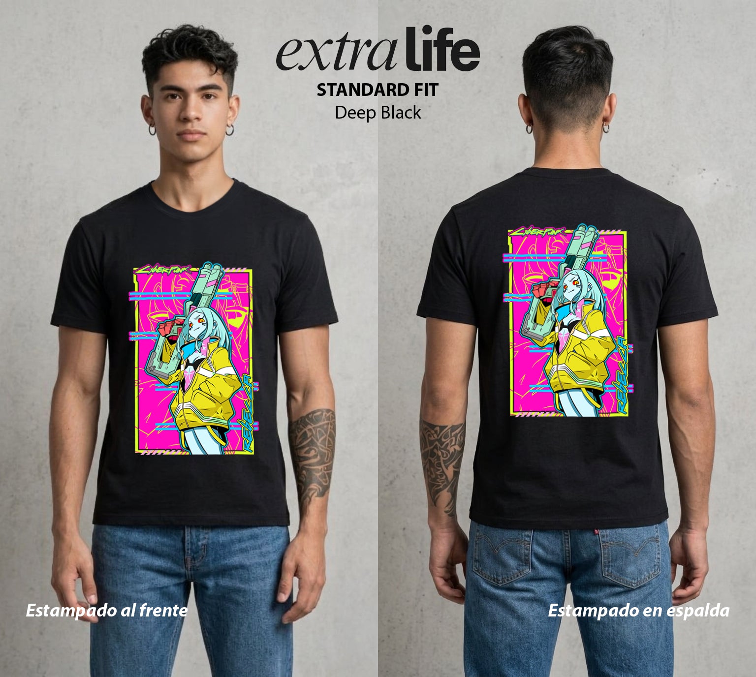Los Corredores del Filo | La Pequena Letal #00549 - Playera Standard Fit | Deep Black - Foto en modelo