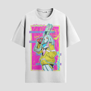 Playera urbana de anime y gaming ExtraLife MX, corte Standard Fit unisex ligero y transpirable en color Deep Black y Pure White, ropa de uso diario para gym y casual.