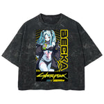 Playera streetwear premium de anime y gaming ExtraLife MX, corte boxy deluxe mineral wash heavyweight en color Acid Wash, moda urbana mexicana de culto.