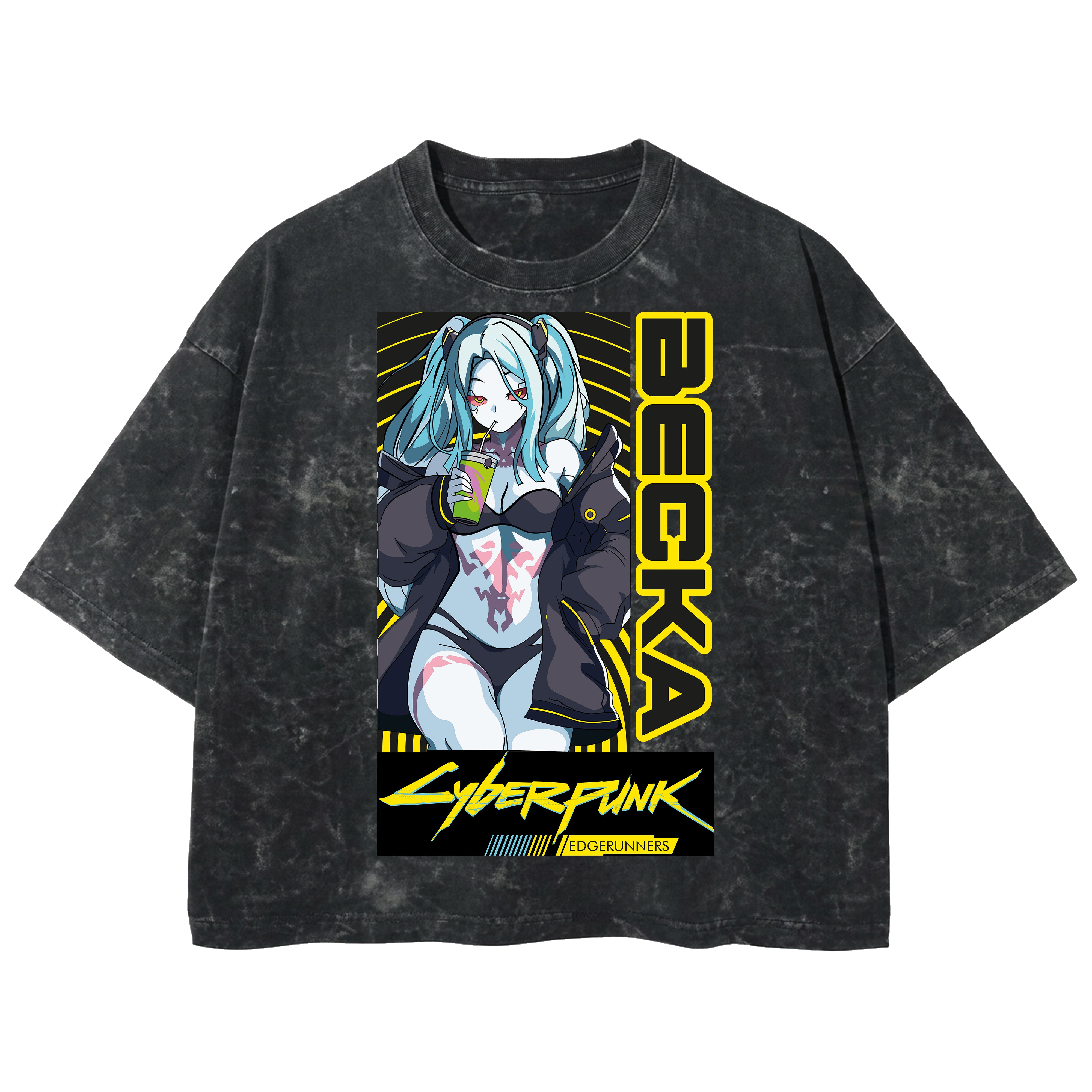 Playera streetwear premium de anime y gaming ExtraLife MX, corte boxy deluxe mineral wash heavyweight en color Acid Wash, moda urbana mexicana de culto.
