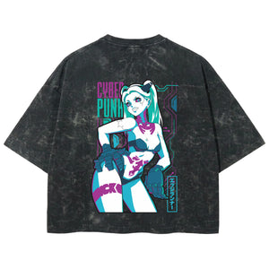 Playera streetwear premium de anime y gaming ExtraLife MX, corte boxy deluxe mineral wash heavyweight en color Acid Wash, moda urbana mexicana de culto.