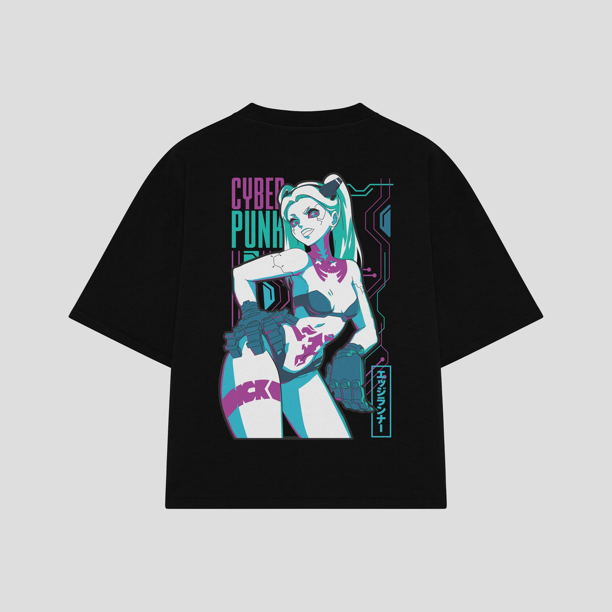 Playera streetwear premium de anime y gaming ExtraLife MX, corte oversized drop shoulder ligero y fresco en color Deep Black y Off-White, moda urbana mexicana de culto.