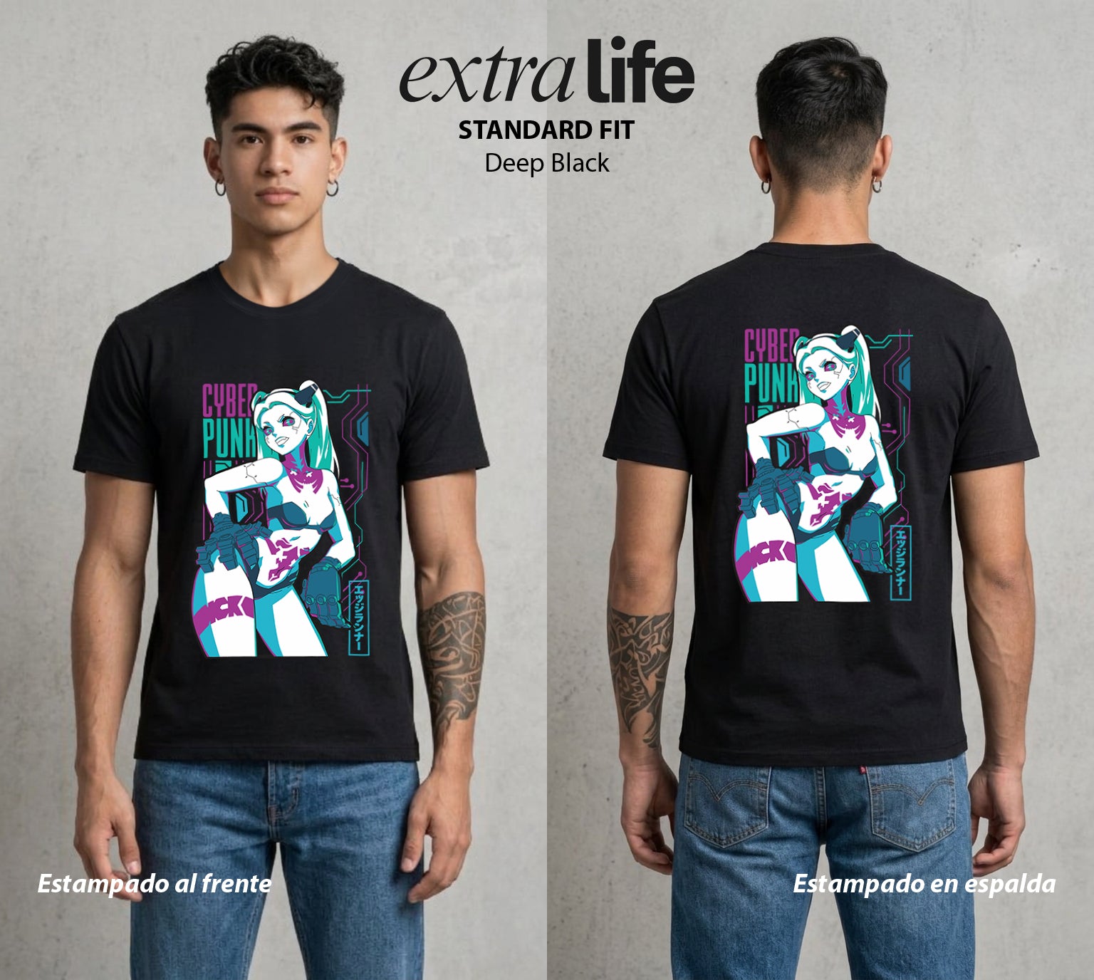 Los Corredores del Filo | La Furia Compacta #00552 - Playera Standard Fit | Deep Black - Foto en modelo