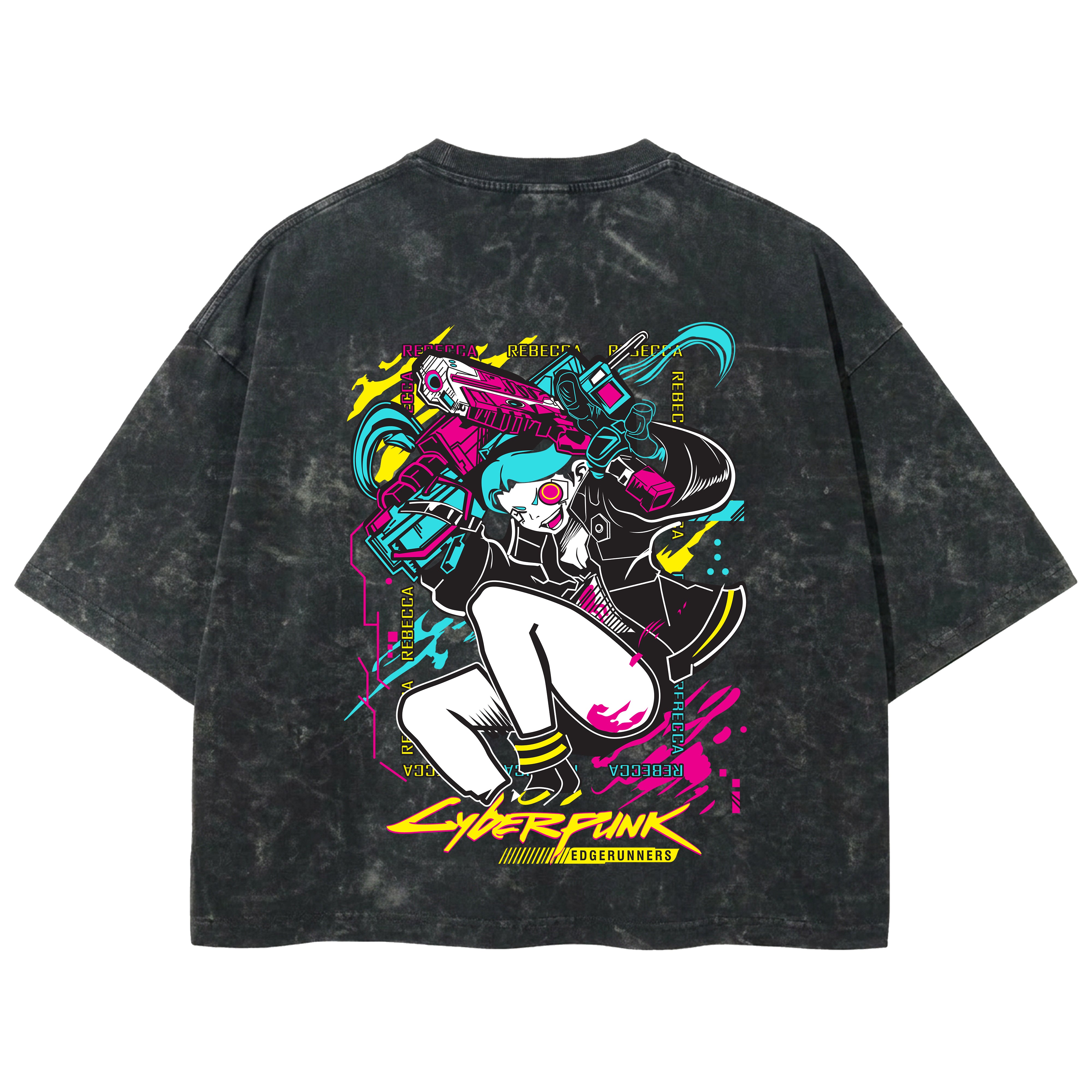 Playera streetwear premium de anime y gaming ExtraLife MX, corte boxy deluxe mineral wash heavyweight en color Acid Wash, moda urbana mexicana de culto.