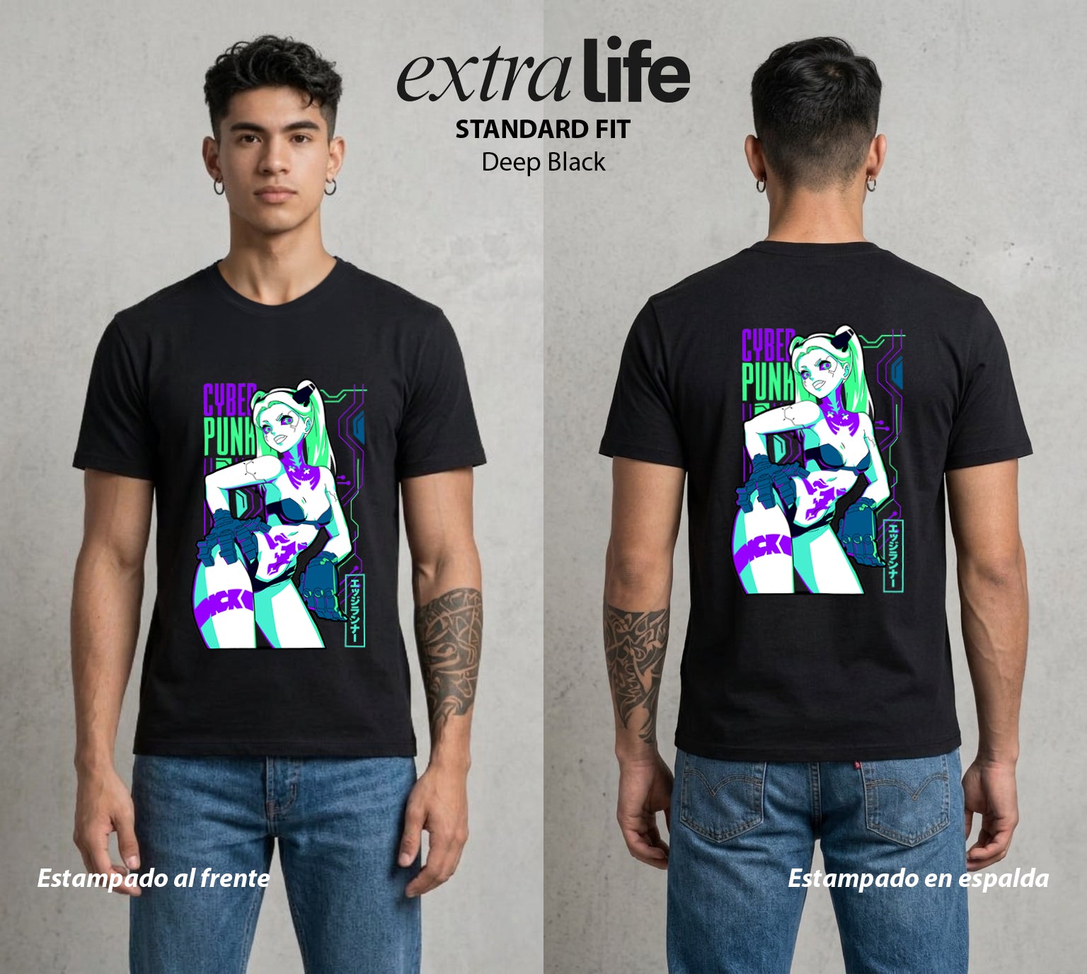 Los Corredores del Filo | La Energia del Grupo #00554 - Playera Standard Fit | Deep Black - Foto en modelo