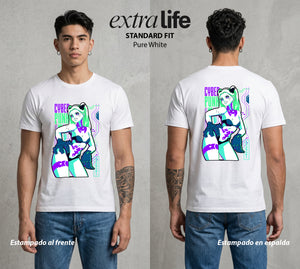 Los Corredores del Filo | La Energia del Grupo #00554 - Playera Standard Fit | Pure White - Foto en modelo