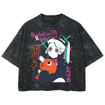 Playera streetwear premium de anime y gaming ExtraLife MX, corte boxy deluxe mineral wash heavyweight en color Acid Wash, moda urbana mexicana de culto.