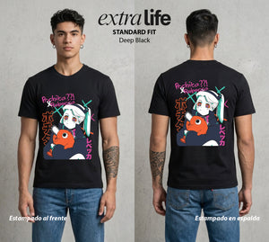 Los Corredores del Filo | El Cachorro de Sierra #00555 - Playera Standard Fit | Deep Black - Foto en modelo