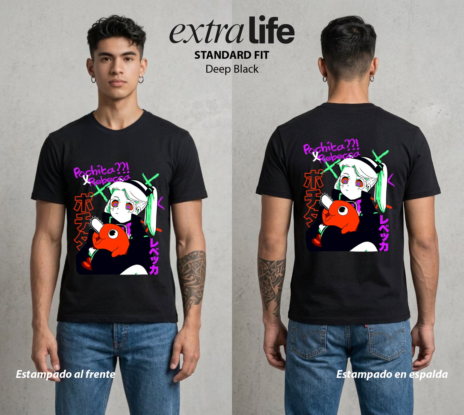 Los Corredores del Filo | El Corazon del Cazador #00556 - Playera Standard Fit | Deep Black - Foto en modelo
