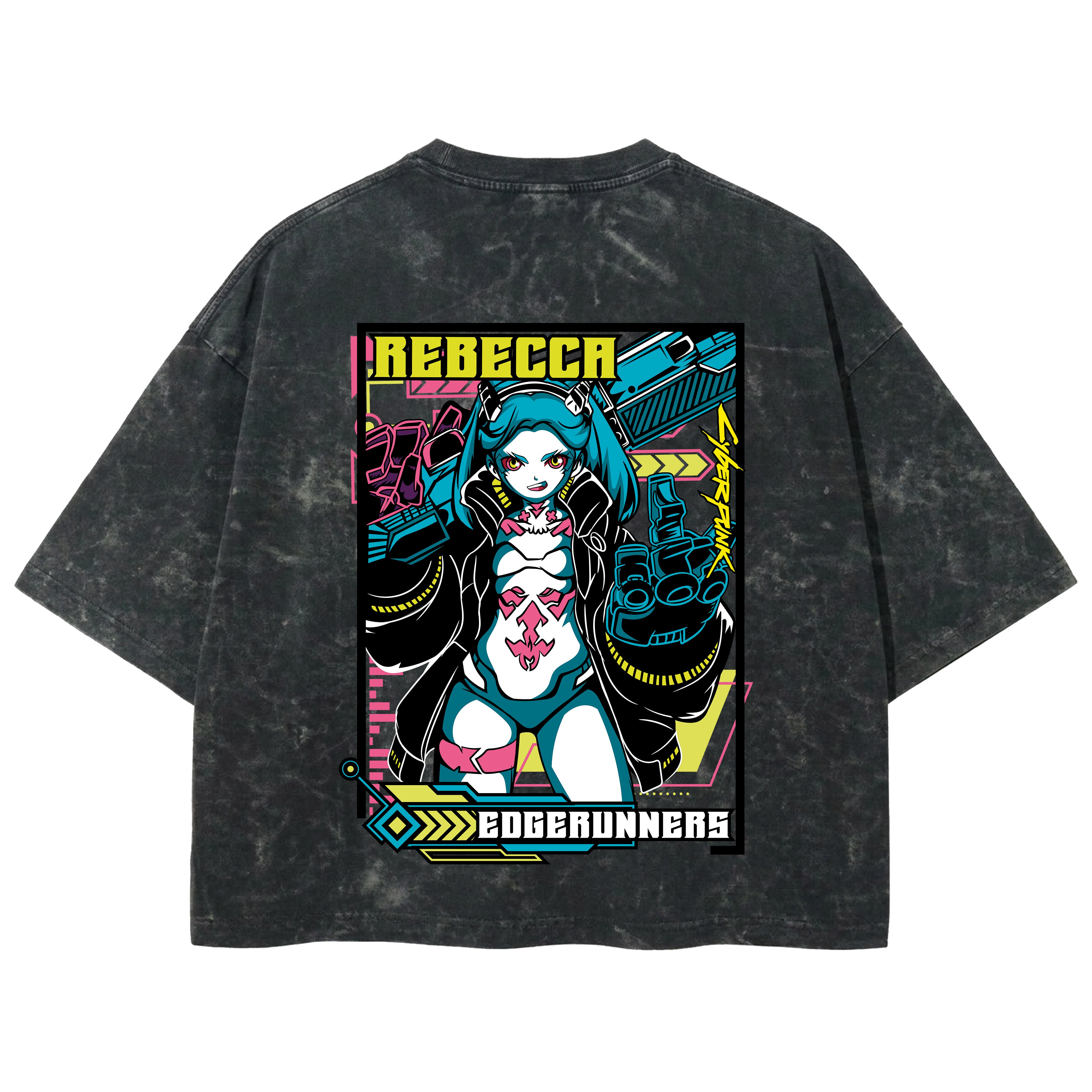 Playera streetwear premium de anime y gaming ExtraLife MX, corte boxy deluxe mineral wash heavyweight en color Acid Wash, moda urbana mexicana de culto.