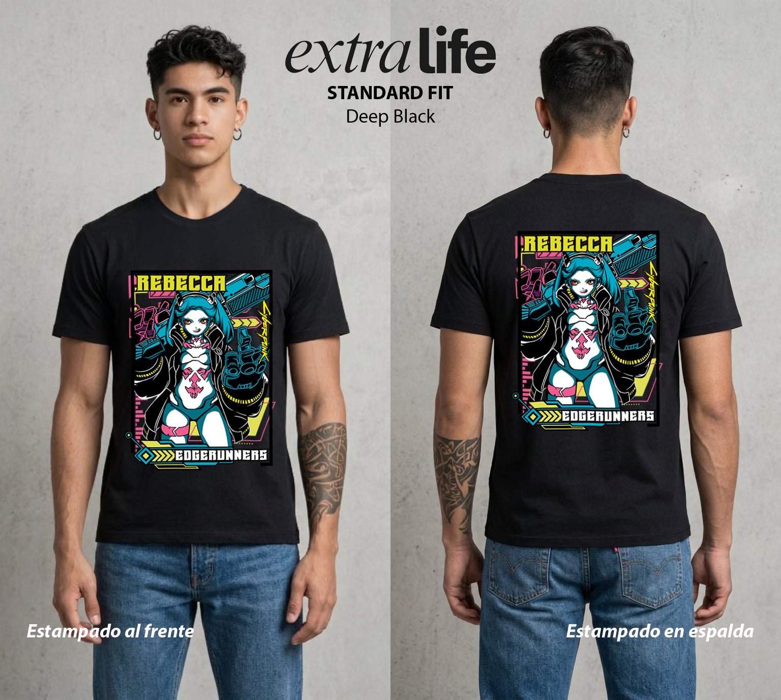 Los Corredores del Filo | La Mas Loca del Equipo #00557 - Playera Standard Fit | Deep Black - Foto en modelo