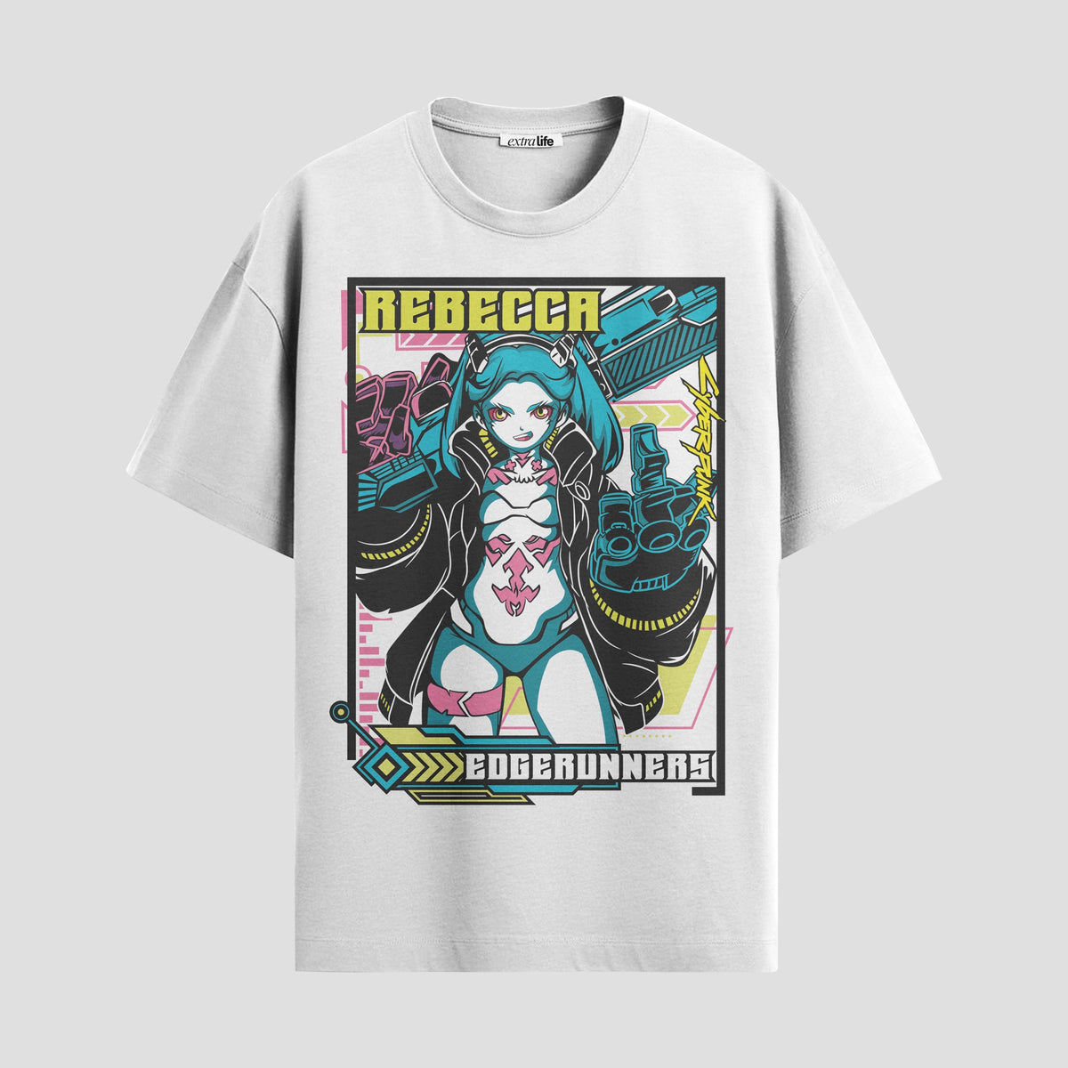 Playera urbana de anime y gaming ExtraLife MX, corte Classic Premium unisex ligero y transpirable en color Deep Black y Pure White, ropa de uso diario para gym y casual.