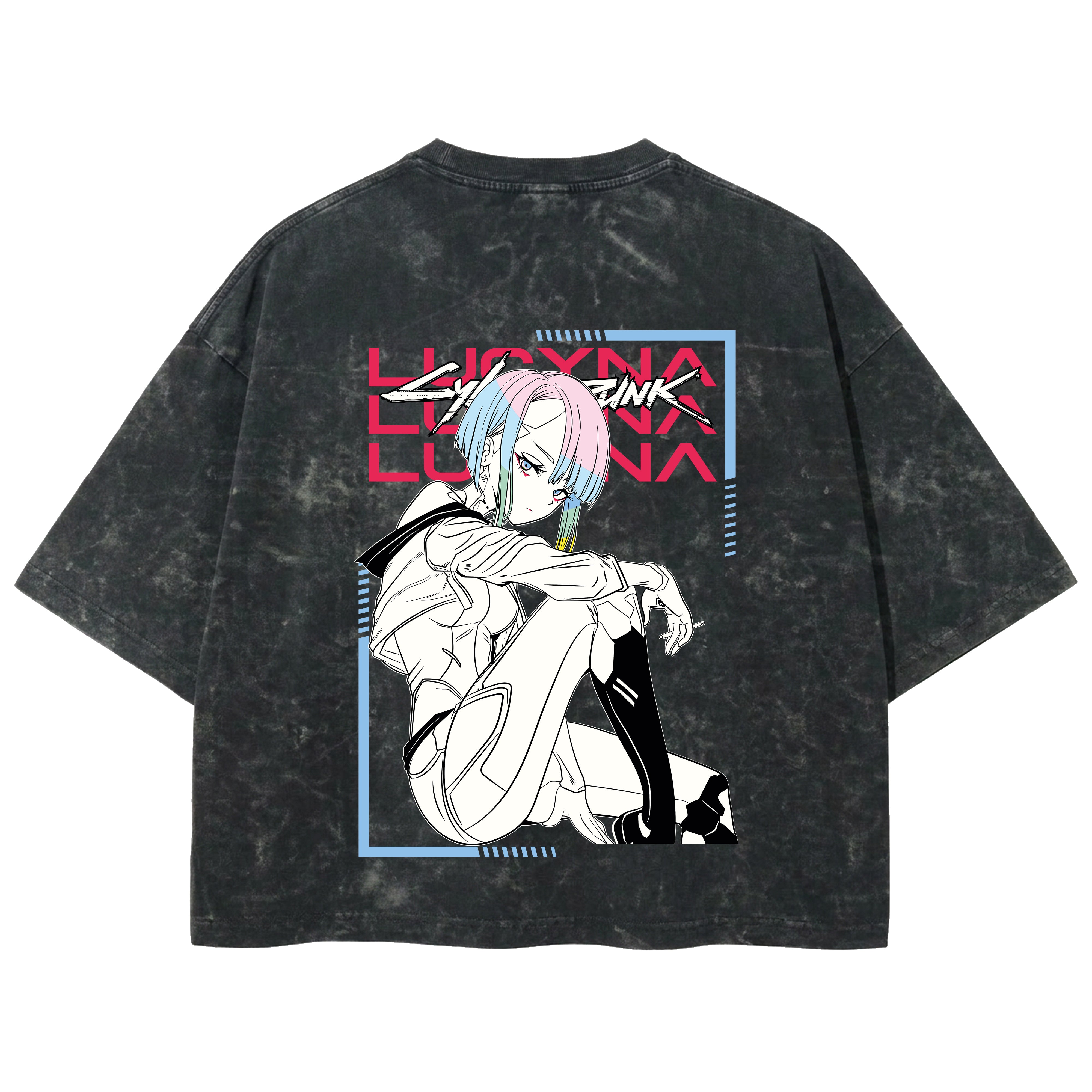 Playera streetwear premium de anime y gaming ExtraLife MX, corte boxy deluxe mineral wash heavyweight en color Acid Wash, moda urbana mexicana de culto.