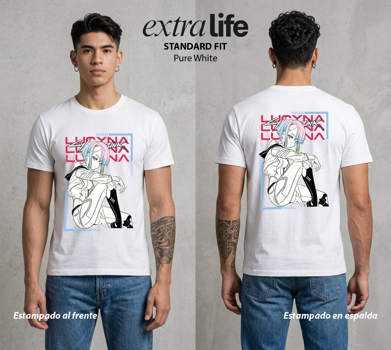 Los Corredores del Filo | La Chica del Salon #00558 - Playera Standard Fit | Pure White - Foto en modelo