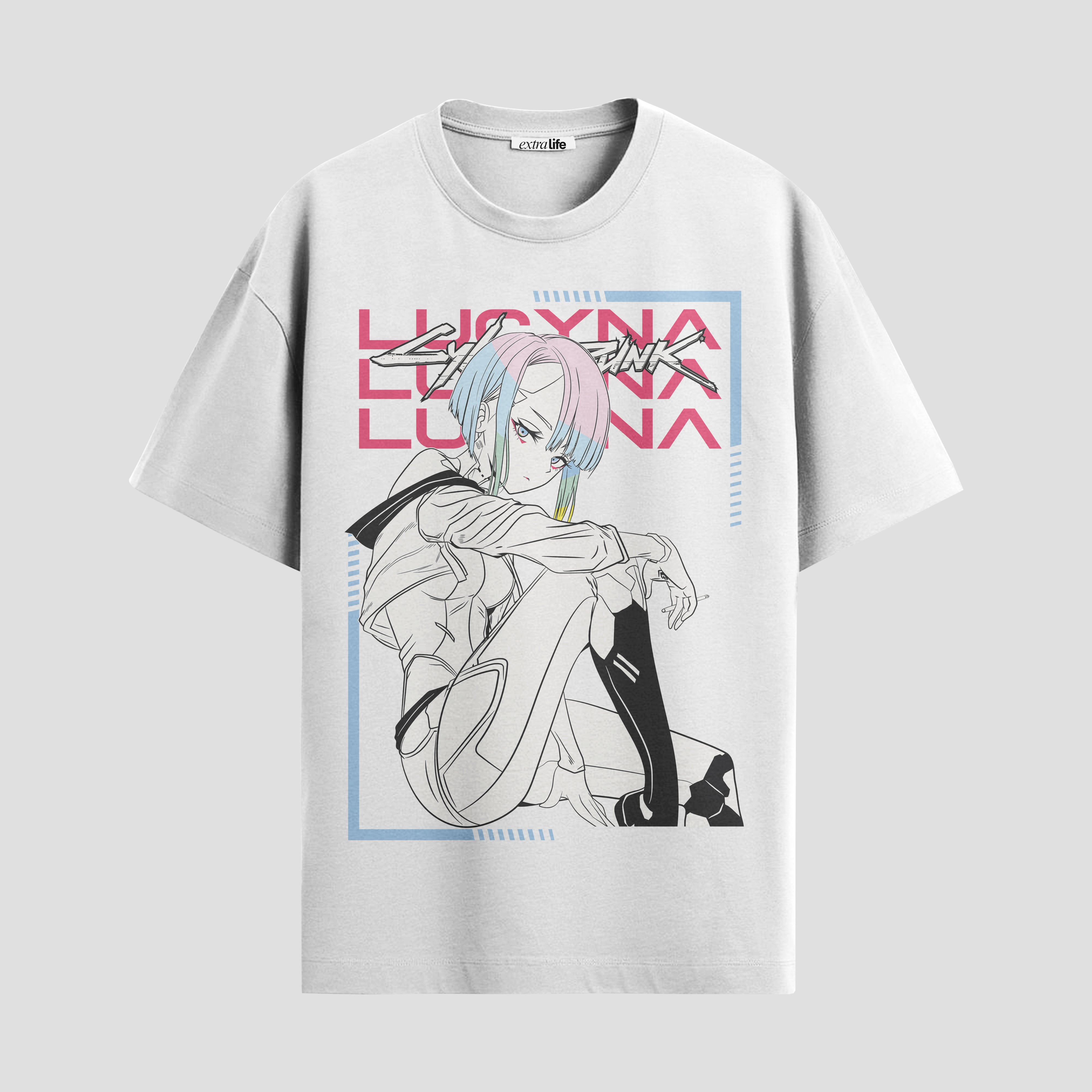 Playera urbana de anime y gaming ExtraLife MX, corte Standard Fit unisex ligero y transpirable en color Deep Black y Pure White, ropa de uso diario para gym y casual.
