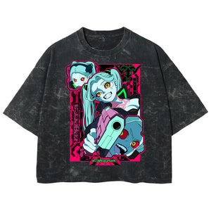 Playera streetwear premium de anime y gaming ExtraLife MX, corte boxy deluxe mineral wash heavyweight en color Acid Wash, moda urbana mexicana de culto.