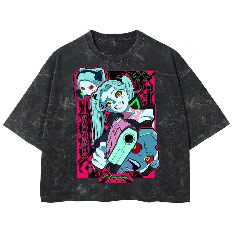 Playera streetwear premium de anime y gaming ExtraLife MX, corte boxy deluxe mineral wash heavyweight en color Acid Wash, moda urbana mexicana de culto.
