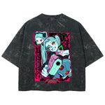 Playera streetwear premium de anime y gaming ExtraLife MX, corte boxy deluxe mineral wash heavyweight en color Acid Wash, moda urbana mexicana de culto.