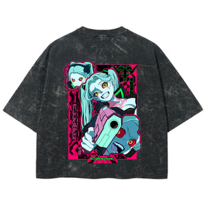 Playera streetwear premium de anime y gaming ExtraLife MX, corte boxy deluxe mineral wash heavyweight en color Acid Wash, moda urbana mexicana de culto.