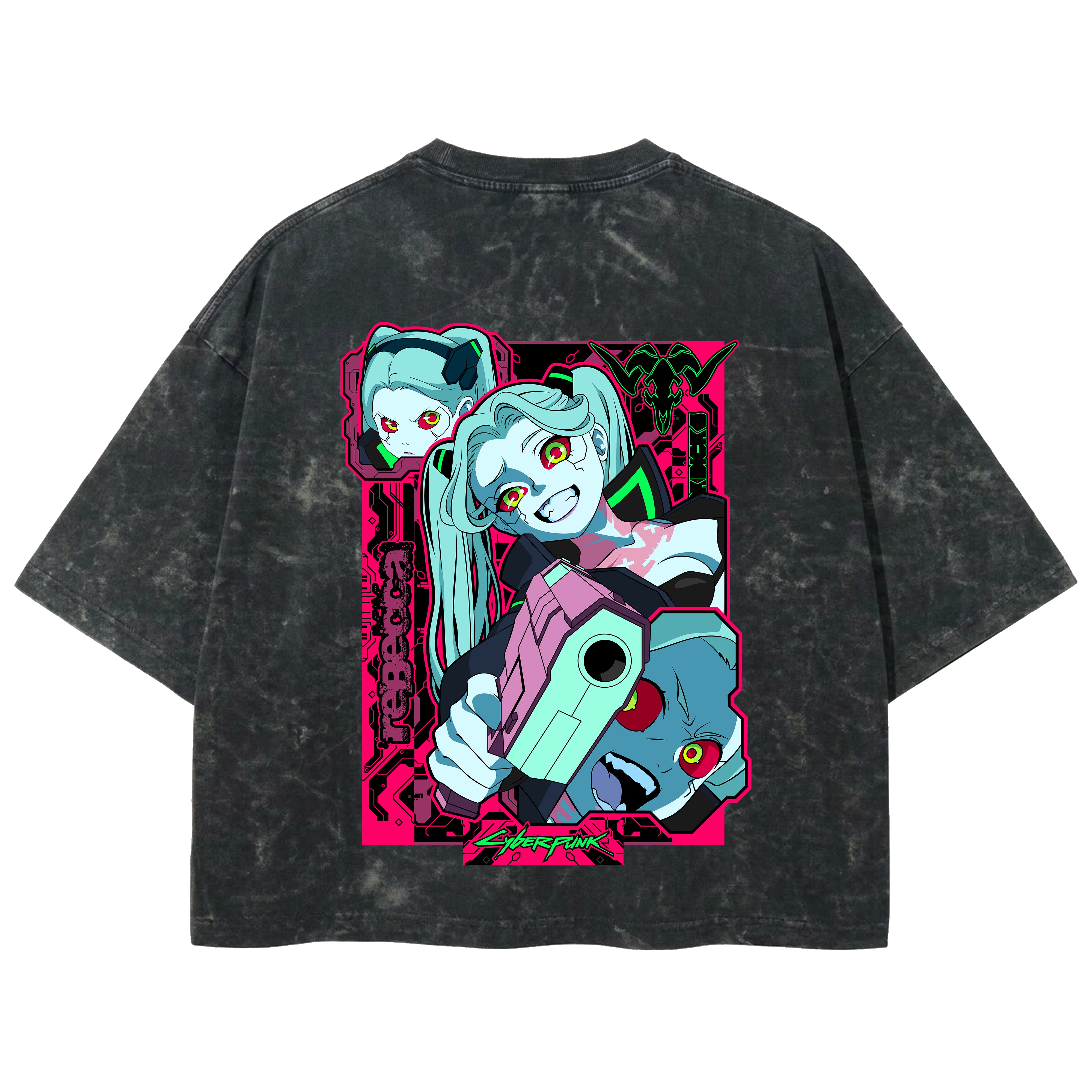 Playera streetwear premium de anime y gaming ExtraLife MX, corte boxy deluxe mineral wash heavyweight en color Acid Wash, moda urbana mexicana de culto.