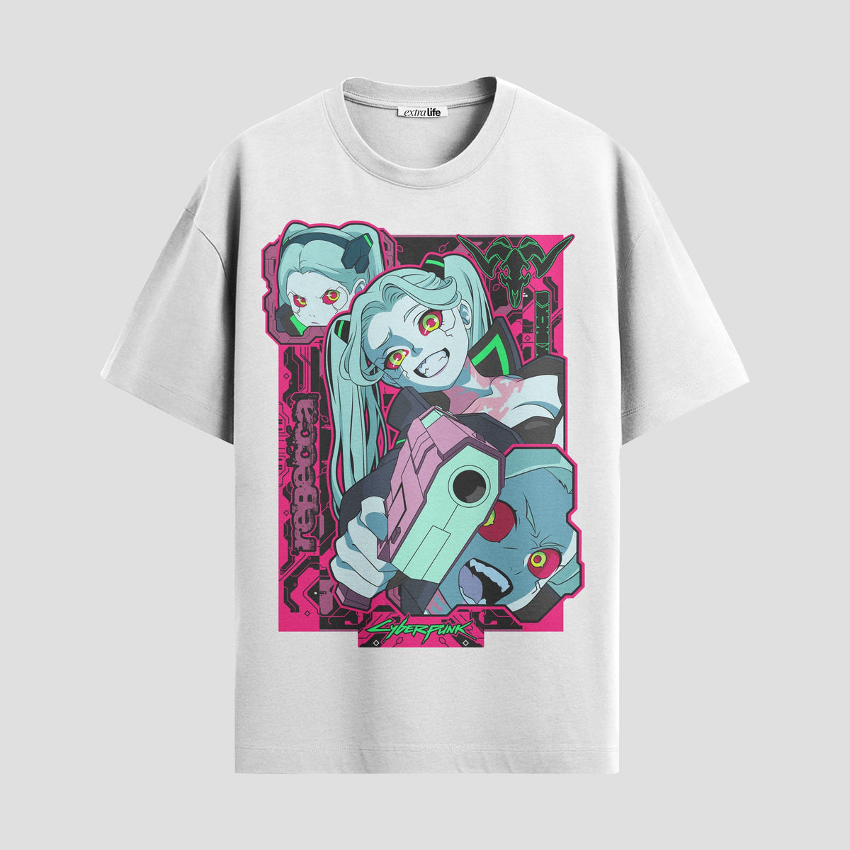 Playera urbana de anime y gaming ExtraLife MX, corte Classic Premium unisex ligero y transpirable en color Deep Black y Pure White, ropa de uso diario para gym y casual.