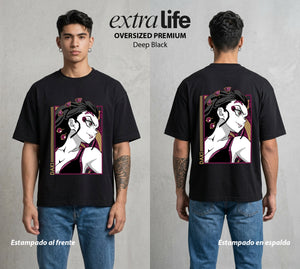 Cazadores de la Noche | La Demonia de Seis Lunas #00561 - Playera Oversized Premium | Deep Black - Foto en modelo