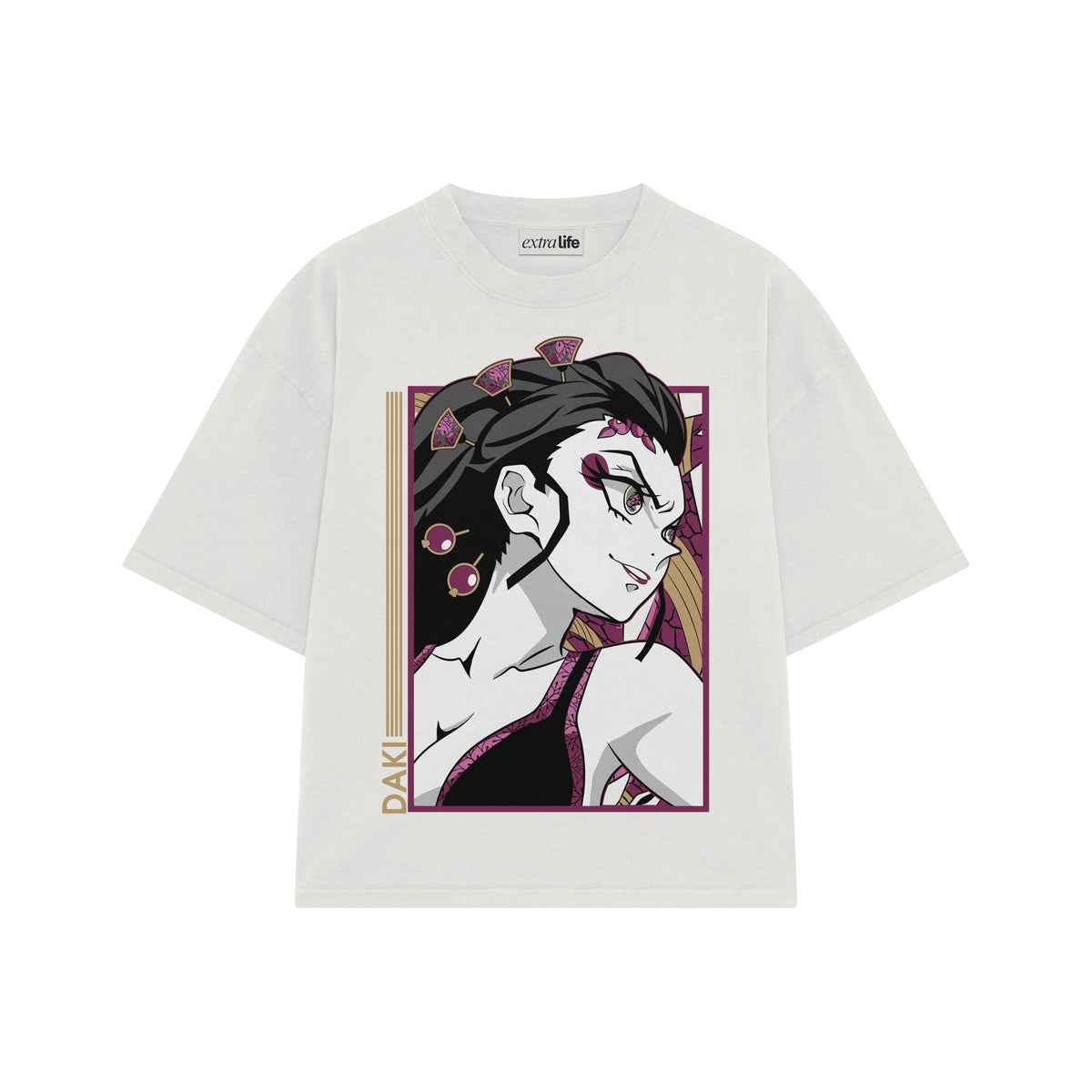 Playera streetwear premium de anime y gaming ExtraLife MX, corte oversized drop shoulder ligero y fresco en color Deep Black y Off-White, moda urbana mexicana de culto.