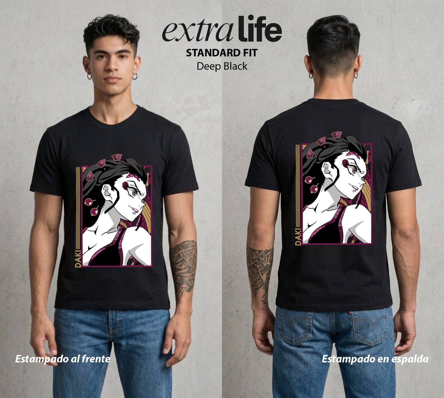Cazadores de la Noche | La Demonia de Seis Lunas #00561 - Playera Standard Fit | Deep Black - Foto en modelo