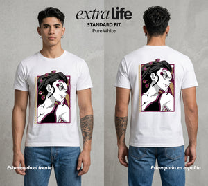 Cazadores de la Noche | La Demonia de Seis Lunas #00561 - Playera Standard Fit | Pure White - Foto en modelo