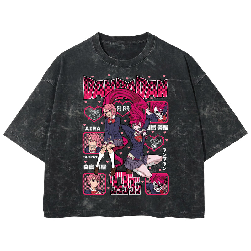 Playera streetwear premium de anime y gaming ExtraLife MX, corte boxy deluxe mineral wash heavyweight en color Acid Wash, moda urbana mexicana de culto.
