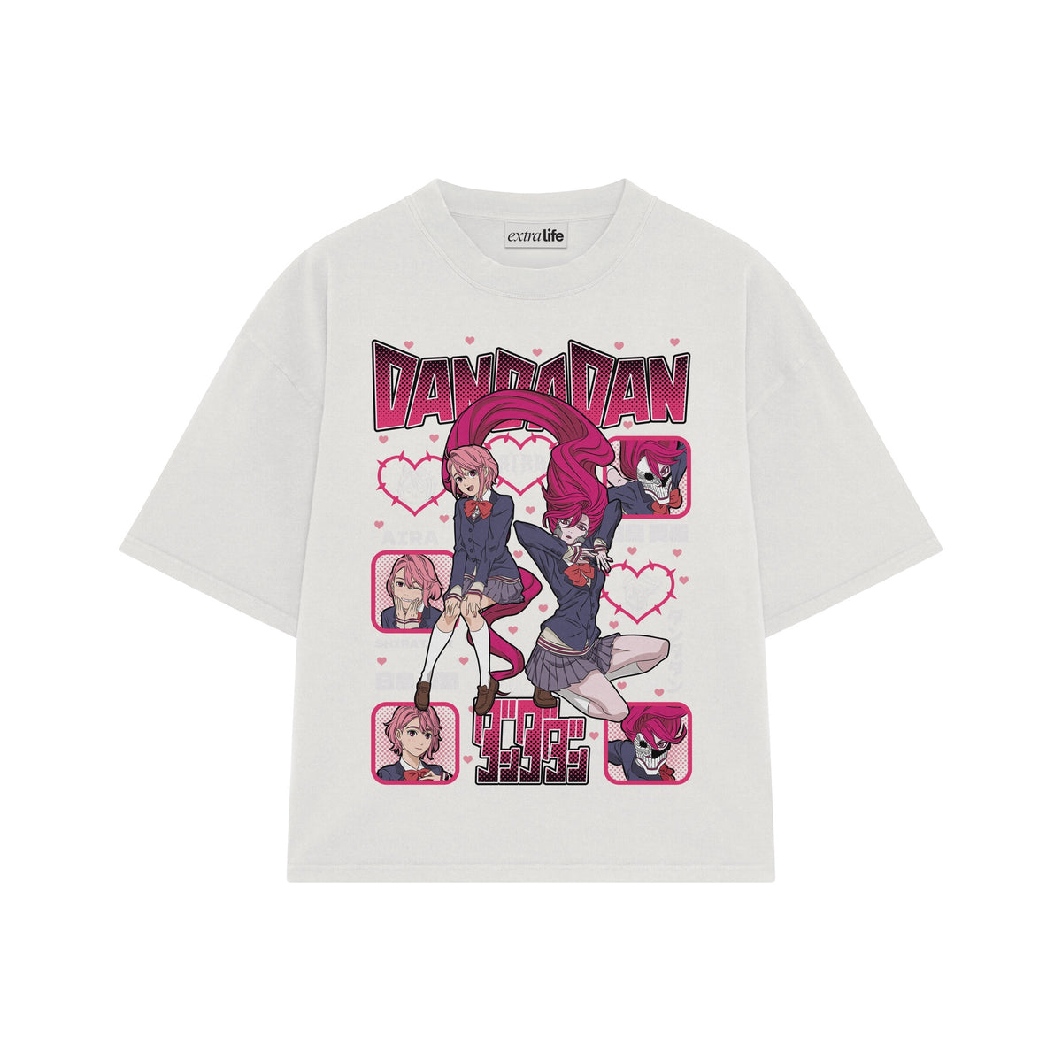 Playera streetwear premium de anime y gaming ExtraLife MX, corte oversized drop shoulder ligero y fresco en color Deep Black y Off-White, moda urbana mexicana de culto.