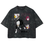 Playera streetwear premium de anime y gaming ExtraLife MX, corte boxy deluxe mineral wash heavyweight en color Acid Wash, moda urbana mexicana de culto.
