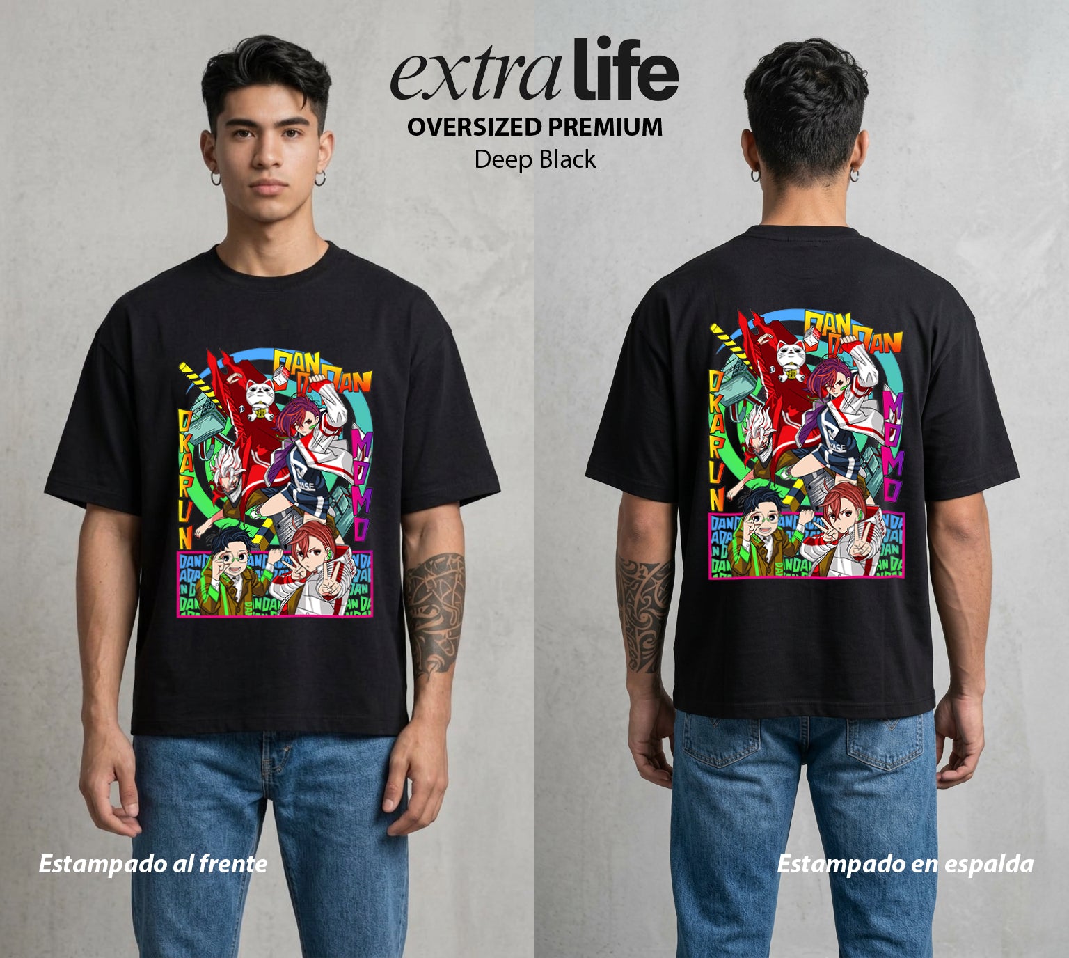 Lo Paranormal Cotidiano | Los del Ocultismo #00566 - Playera Oversized Premium | Deep Black - Foto en modelo