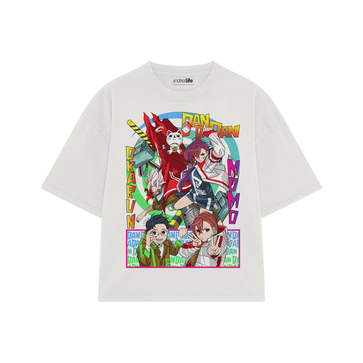 Playera streetwear premium de anime y gaming ExtraLife MX, corte oversized drop shoulder ligero y fresco en color Deep Black y Off-White, moda urbana mexicana de culto.