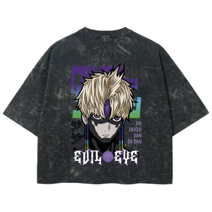 Playera streetwear premium de anime y gaming ExtraLife MX, corte boxy deluxe mineral wash heavyweight en color Acid Wash, moda urbana mexicana de culto.