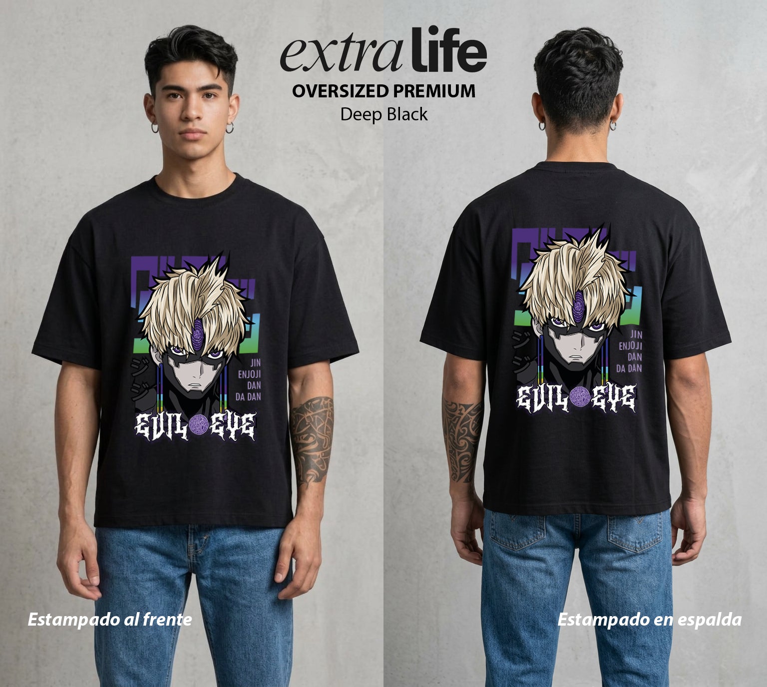 Lo Paranormal Cotidiano | El Espiritu Amigo #00567 - Playera Oversized Premium | Deep Black - Foto en modelo