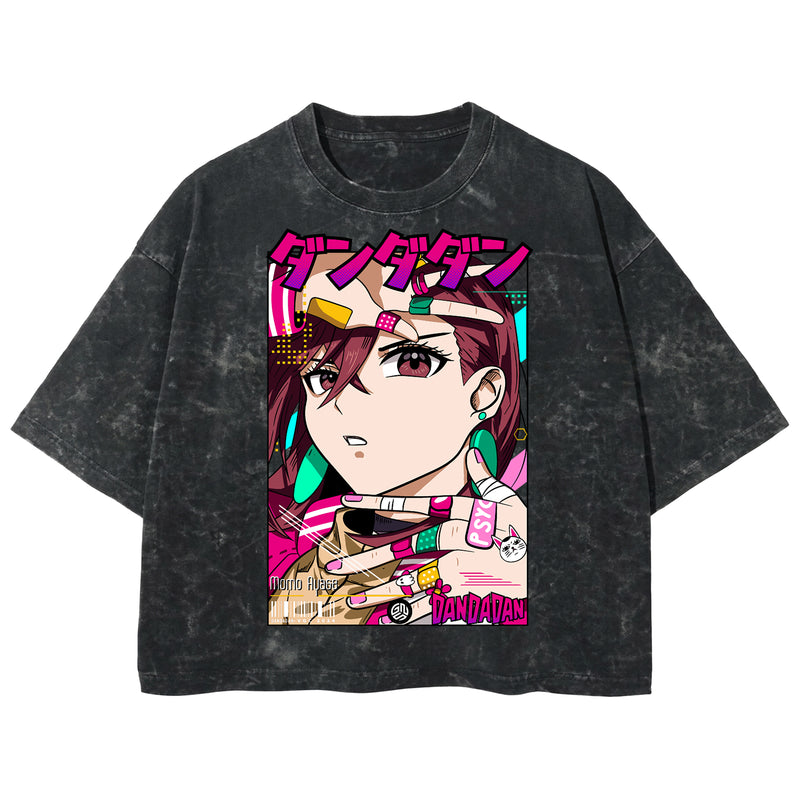 Playera streetwear premium de anime y gaming ExtraLife MX, corte boxy deluxe mineral wash heavyweight en color Acid Wash, moda urbana mexicana de culto.