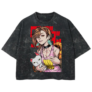 Playera streetwear premium de anime y gaming ExtraLife MX, corte boxy deluxe mineral wash heavyweight en color Acid Wash, moda urbana mexicana de culto.