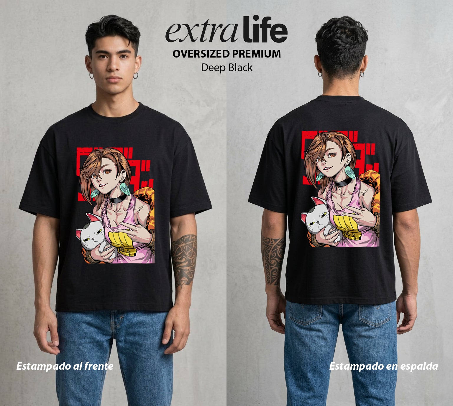 Lo Paranormal Cotidiano | La Chica del Ocultismo #00571 - Playera Oversized Premium | Deep Black - Foto en modelo