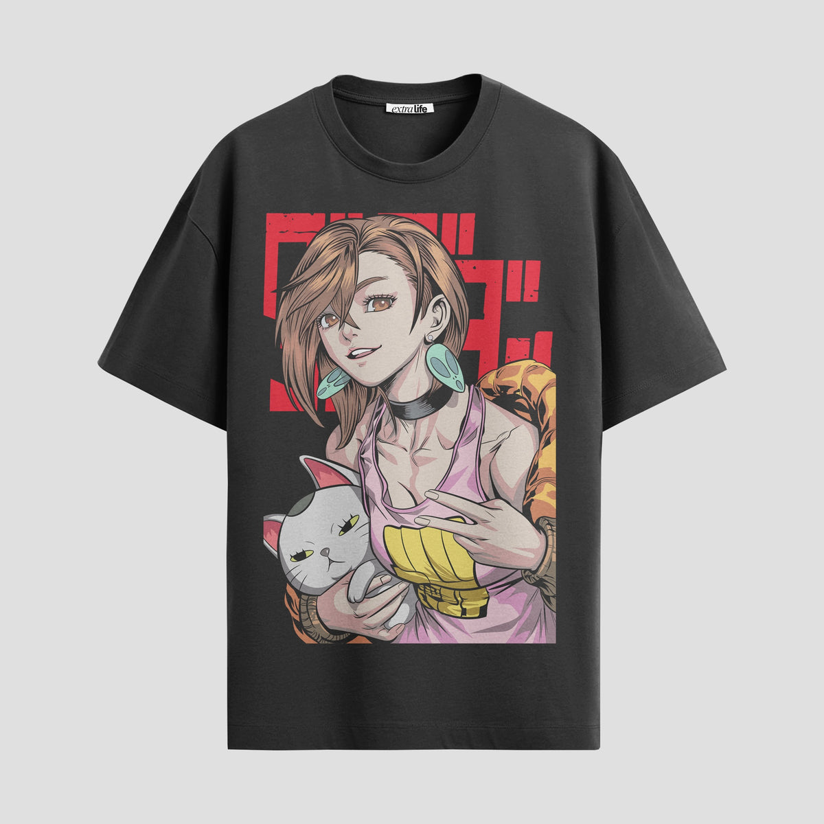 Playera urbana de anime y gaming ExtraLife MX, corte Classic Premium unisex ligero y transpirable en color Deep Black y Pure White, ropa de uso diario para gym y casual.