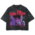 Playera streetwear premium de anime y gaming ExtraLife MX, corte boxy deluxe mineral wash heavyweight en color Acid Wash, moda urbana mexicana de culto.