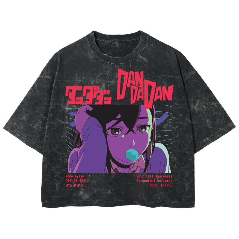 Playera streetwear premium de anime y gaming ExtraLife MX, corte boxy deluxe mineral wash heavyweight en color Acid Wash, moda urbana mexicana de culto.