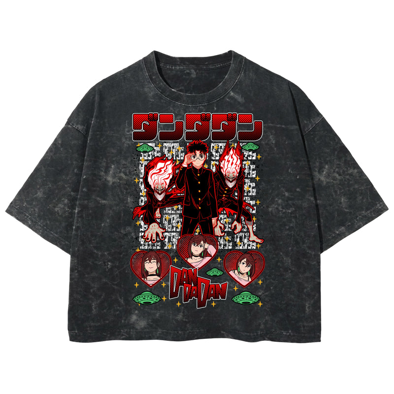 Playera streetwear premium de anime y gaming ExtraLife MX, corte boxy deluxe mineral wash heavyweight en color Acid Wash, moda urbana mexicana de culto.