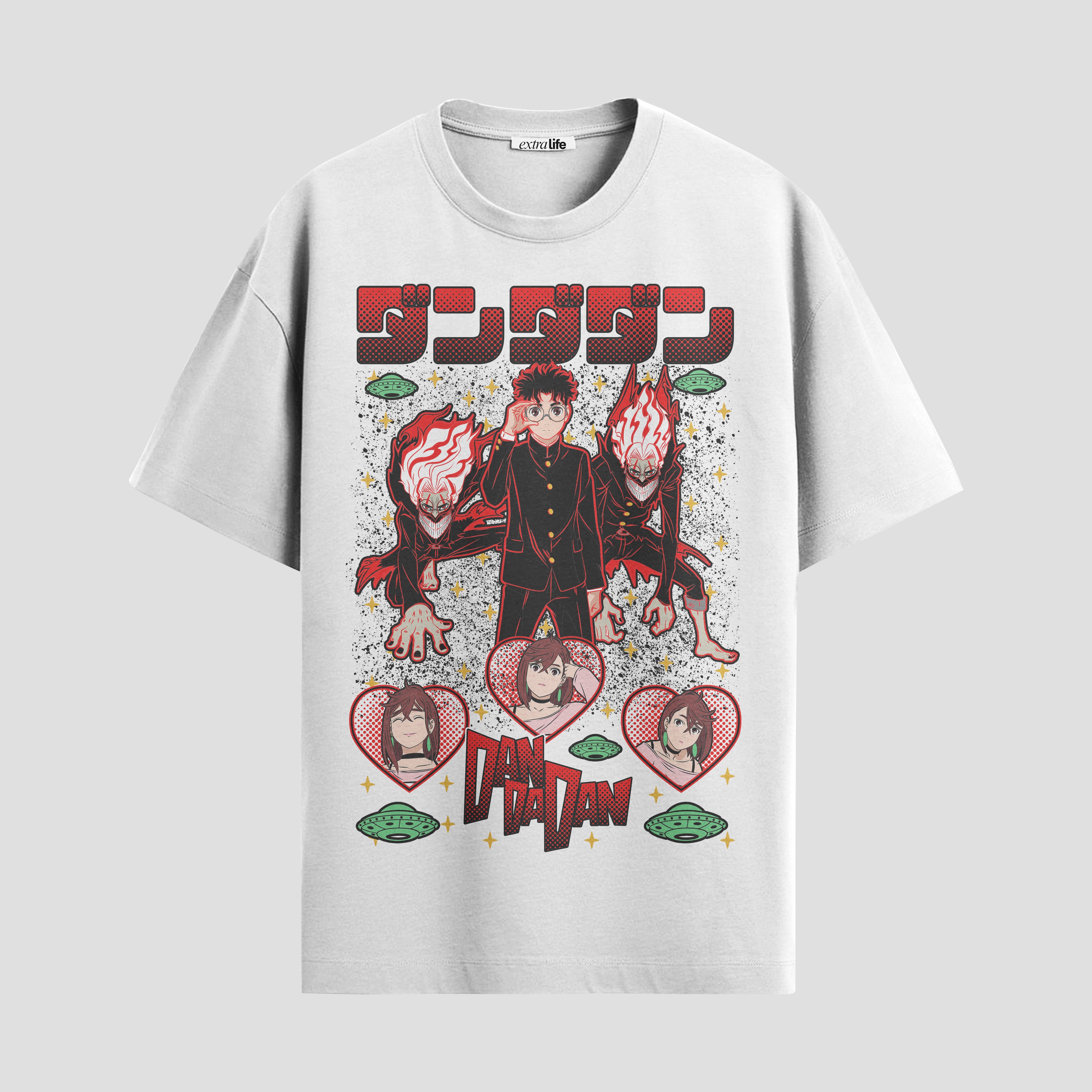 Playera urbana de anime y gaming ExtraLife MX, corte Standard Fit unisex ligero y transpirable en color Deep Black y Pure White, ropa de uso diario para gym y casual.
